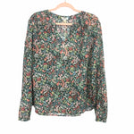 Dylan Black Floral V-Neck Long Sleeve Semi Sheer Blouse NWT- Size L