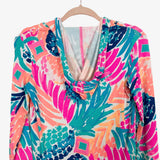 Lilly Pulitzer Pineapple Print Front Pocket Hooded Cover Up Dress- Size XXS