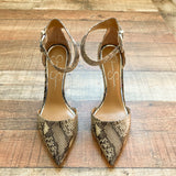 Jessica Simpson Snakeskin Ankle Wrap Stiletto- Size 8.5 (see notes)