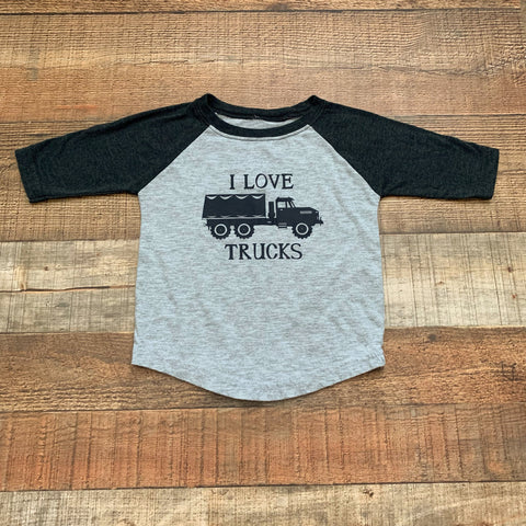 Hobby Lobby Grey "I Love Trucks" Top- Size ~18 months (See Notes)