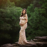 Pink Blush Maternity Rose Gold Evening Gown- Size S