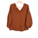 Amaryllis x Ashlee Nichols Rust V Neck Waffle Top- Size ~M (See Notes)