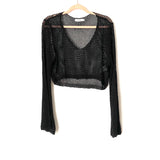 Amaryllis Black Crochet Bell Sleeve Top- Size XL (see notes)