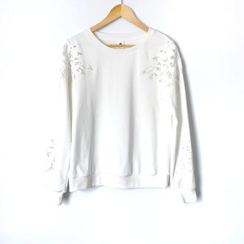 Flawless Ivory Lace Detail Sweatshirt- Size S