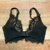 Figleaves Black Lace Underwired Balcony Bra- Size UK 34FF