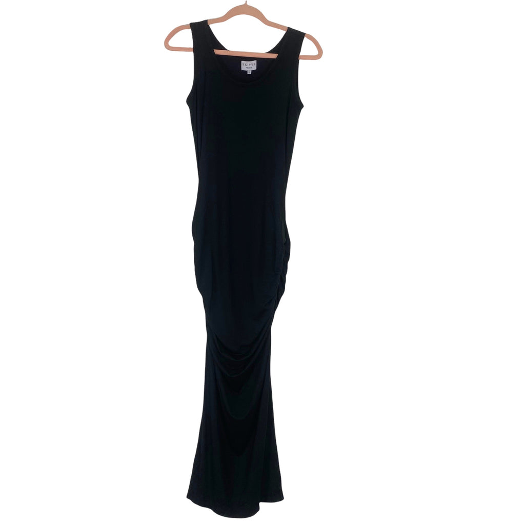Skivys Femme Black Built in Bra Layer Side Ruching and Slit Maxi Dress –  The Saved Collection