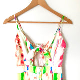 Aura Tie Front Button Up Bright Colorful Dress- Size S