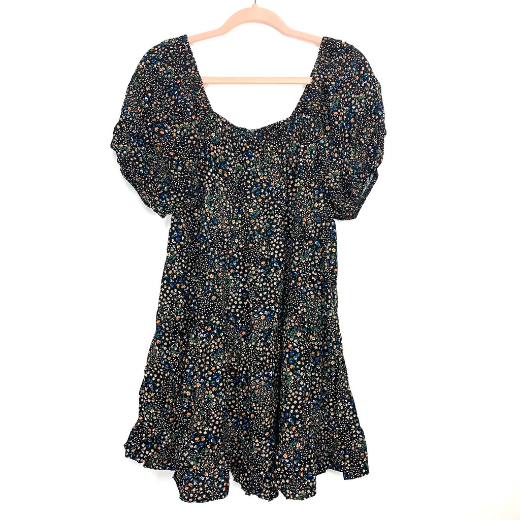 Wild Fable Black Floral Square Neck Dress- Size L The Saved Collection Wild Fable Black Floral Square Neck Dress- Size L The Saved Collection
