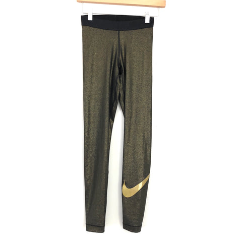 Nike Dry-Fit Black and Gold Legging - Size XS (26” Inseam) (see notes)