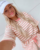 Old Navy Coral and Ivory Striped Cropped Pullover Top- Size XS (we have matching shorts)