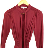 Damaris Bailey Burgundy Midi Dress with Smocked Waist and Cuffs NWT- Size XS