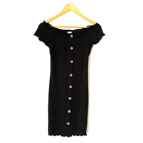 NOBO Black Faux Button Up Dress- Size S