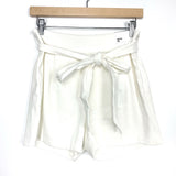 Express White High Rise Midi Belted Shorts NWT- Size 2