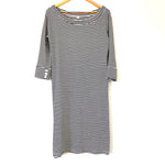 Lila Rose Navy Striped Dress with Button Sleeves- Size M