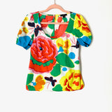 J. Crew Floral Print Puff Sleeve Blouse- Size 0