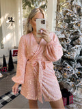 Buddy Love Pink Sequins Wrap Dress NWT- Size S