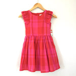 Girl's Youth Cat and Jack Pink and Red Plaid Ruffle Sleeve Dress NWOT- Size 6/6X