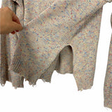 Vestique Tan Color Speck Front Pocket Distressed Hem Side Slit Sweater- Size M