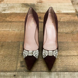 Kate Spade Purple Suede Like Rhinestone Bow Heels- Size 10 (See Notes)