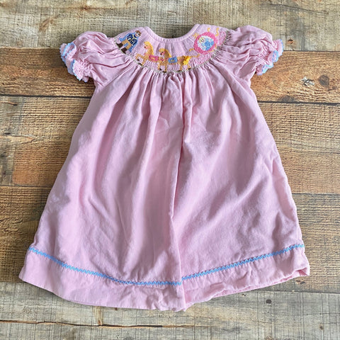 Vive La Fete Pink Corduroy Cinderella Princess Smocked Dress- Size 12M