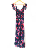 Express Navy and Red Faux Wrap Dress with High Low Hem- Size M (See notes)