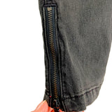 Alice + Olivia Black High Waisted Leather Magnetic Closure Pockets with Zipper Hem Pants- Size 0 (Inseam 21”)