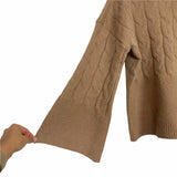 Mudpie Camel Cable Knit Bell Sleeve Sweater NWT- Size M