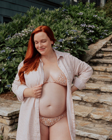 Aerie Mocha/Peach Floral Triangle Bikini Top- Size XXL (we have matching bottoms, sold out online)