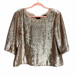 J Crew Gold Sequins Tie Back Cropped Blouse- Size 12