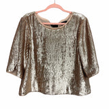 J Crew Gold Sequins Tie Back Cropped Blouse- Size 12