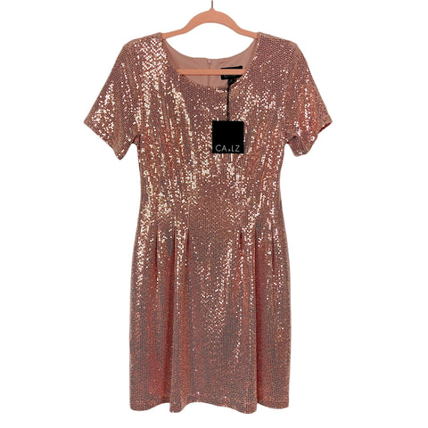 Connected Apparel x Lawrence Zarian Rose Gold Sequin Fit and Flare Cocktail Dress NWT- Size 2P (sold out online)