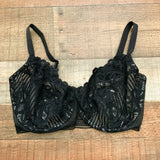 Figleaves Black/Nude Lace Underwired Balcony Bra- Size UK 34FF