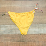 Swimsuits For All Yellow Floral Side Tie Straps Bikini Bottoms- Size 14 (Bottoms only, we have matching top)