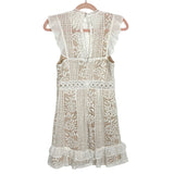 Tobi Ivory Tan Lined Lace Crochet Dress NWT- Size S