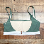 Beach Joy Sage/Cream Padded Bikini Top- Size L (we have matching bottoms, see notes)