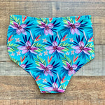 No Brand Floral/Cheveron Print Push Up Padded Bikini Top and High Waisted Cutout Bottoms- Size S (sold as set)