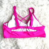 Chicsoul Hot Pink Strappy Removable Pads Bikini Top- Size XL (TOP ONLY)