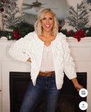RACHEAL Ivory Heart Pom Pom Cardigan- Size M
