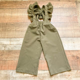 Bailey's Blossoms Olive Ruffle Suspender Pants- Size 18-24M