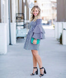BP Smocked Gingham Ruffle Sleeve Dress- Size S