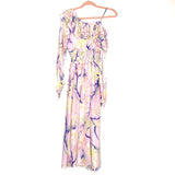 H&M Light Pink Floral One Shoulder Ruffle Long Sleeve Dress NWT- Size S