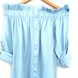 Minkpink Blue Off the Shoulder Button Up Dress NWT- Size S
