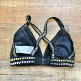 La Blanca Black Metallic Silver and Gold Padded Bikini Top- Size 4 (we have matching bottoms)