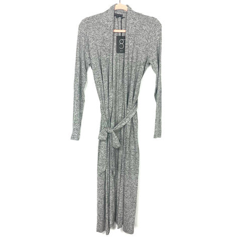 Gibson Look Heathered Grey Long Belted Cardigan NWT- Size XXS (sold out online)