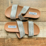 Steve Madden Double Strap Rhinestone/Beaded Sandals- Size 6.5
