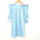 Minkpink Blue Off the Shoulder Button Up Dress NWT- Size S