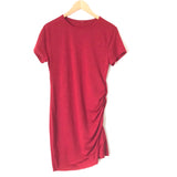 No Brand Burgundy Short Sleeve Dress with Ruched Side- Size ~XS