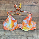 Fig Leaves Orange and Yellow Print Underwire Bikini Top- Size 38DD (TOP ONLY)