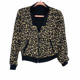No Brand Black/Animal Print Reversible Bomber Jacket- Size ~S (See Notes)