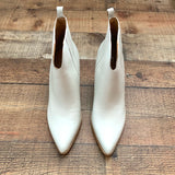 Marc Fisher Ivory Leather Annabel Western Heeled Pointed Toe Bootie- Size 7